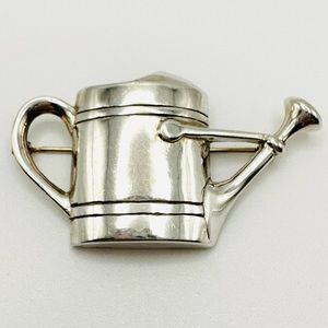 STERLING SILVER 925 Vintage H&H DiMatteo Watering Can Brooch 3D Mini Floral Vase